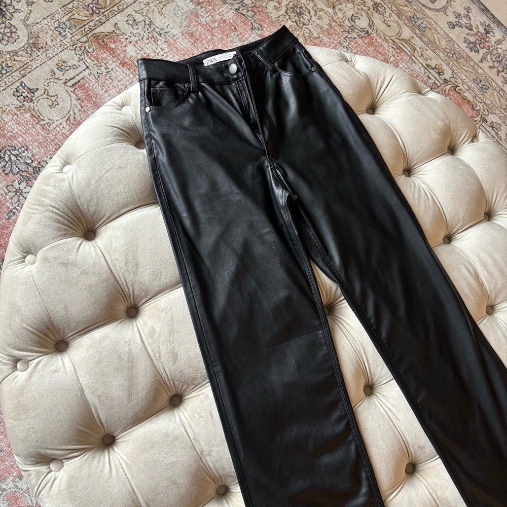 Zara Faux Leather Straight Leg Pants